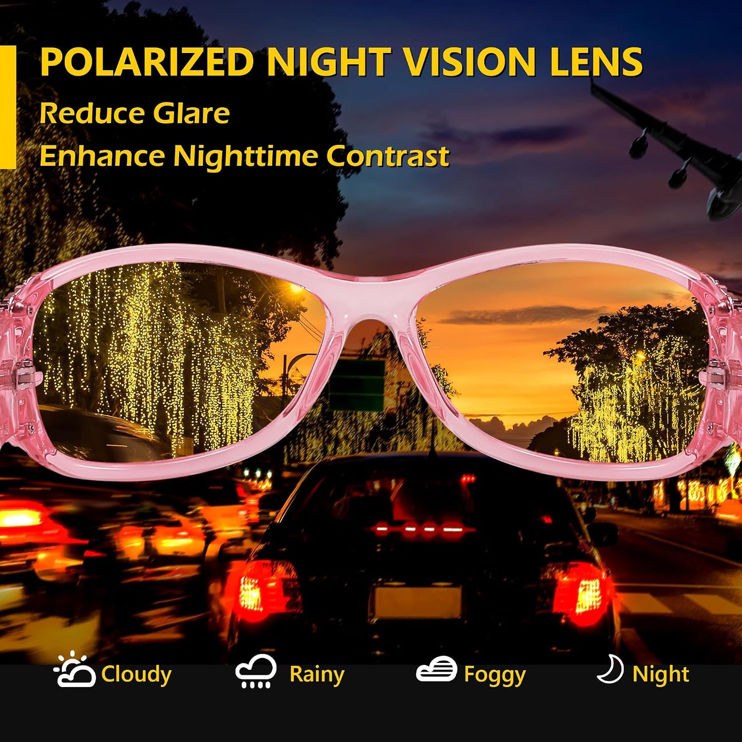 商品图片 19 | B081YY5RM3 | FEISEDY Classic Womens Night Glasses Driving Anti Glare Wrap Around Yellow Sunglasses B2548