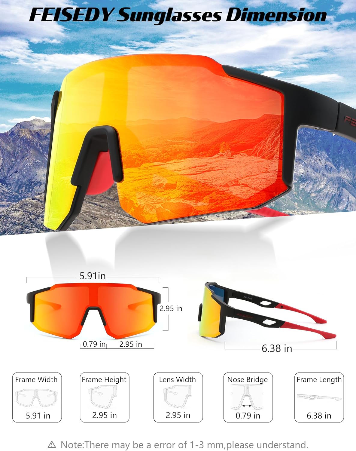 ÉÌƷͼƬ 18 | B0FMRGGCL4 | FEISEDY Polarized Sports Sunglasses for Men Women Youth - Baseball, Running, Cycling UV400 Protection 4 Lenses B0279