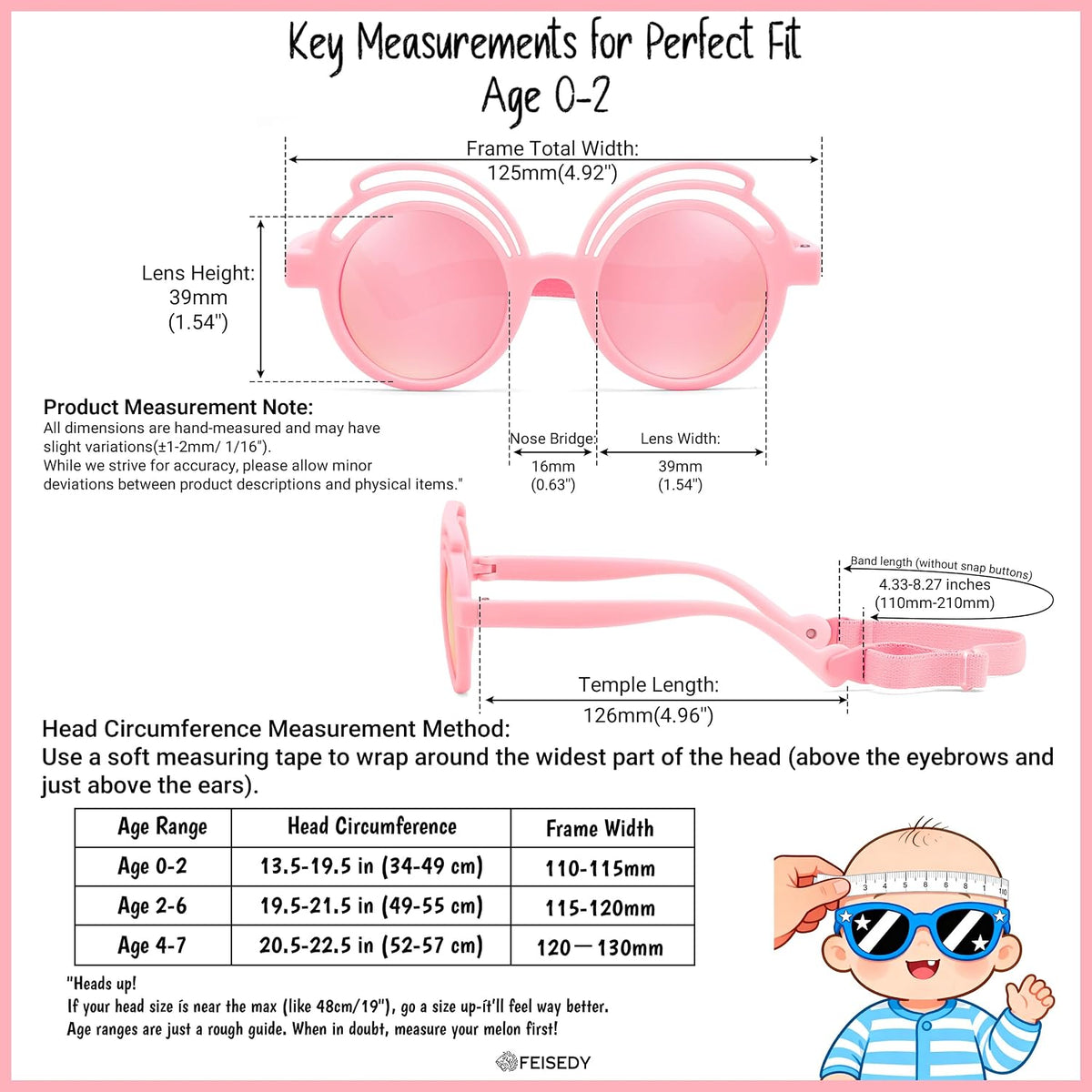 ÉÌƷͼƬ 46 | B0CQBTQZFP | FEISEDY Baby Polarized Round Sunglasses Flexible Rubber Shades with Strap for Infant Toddler Newborn Age 0-24 Months B0060
