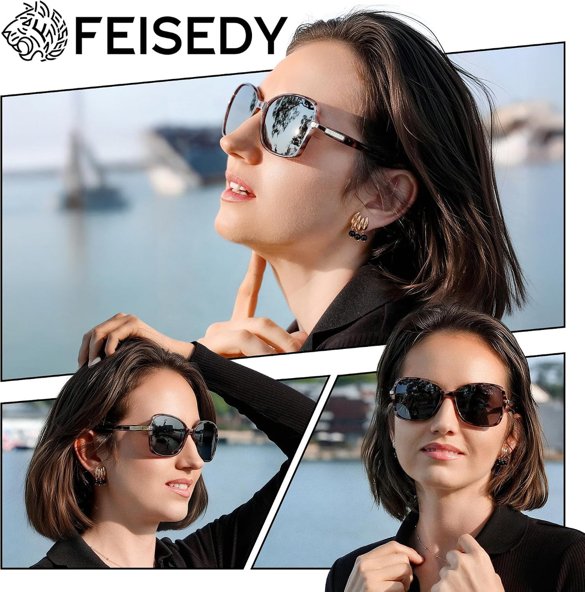 ÉÌƷͼƬ 56 | B09KC567VY | FEISEDY Womens Polarized Sunglasses UV400 Anti Glare Fashion Shades