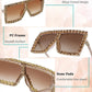 商品图片 26 | B096YZPRF2 | FEISEDY Oversized Sparkling Crystal Sunglasses Disco Diamond Flat Top Fashion Square Large Shades B2782