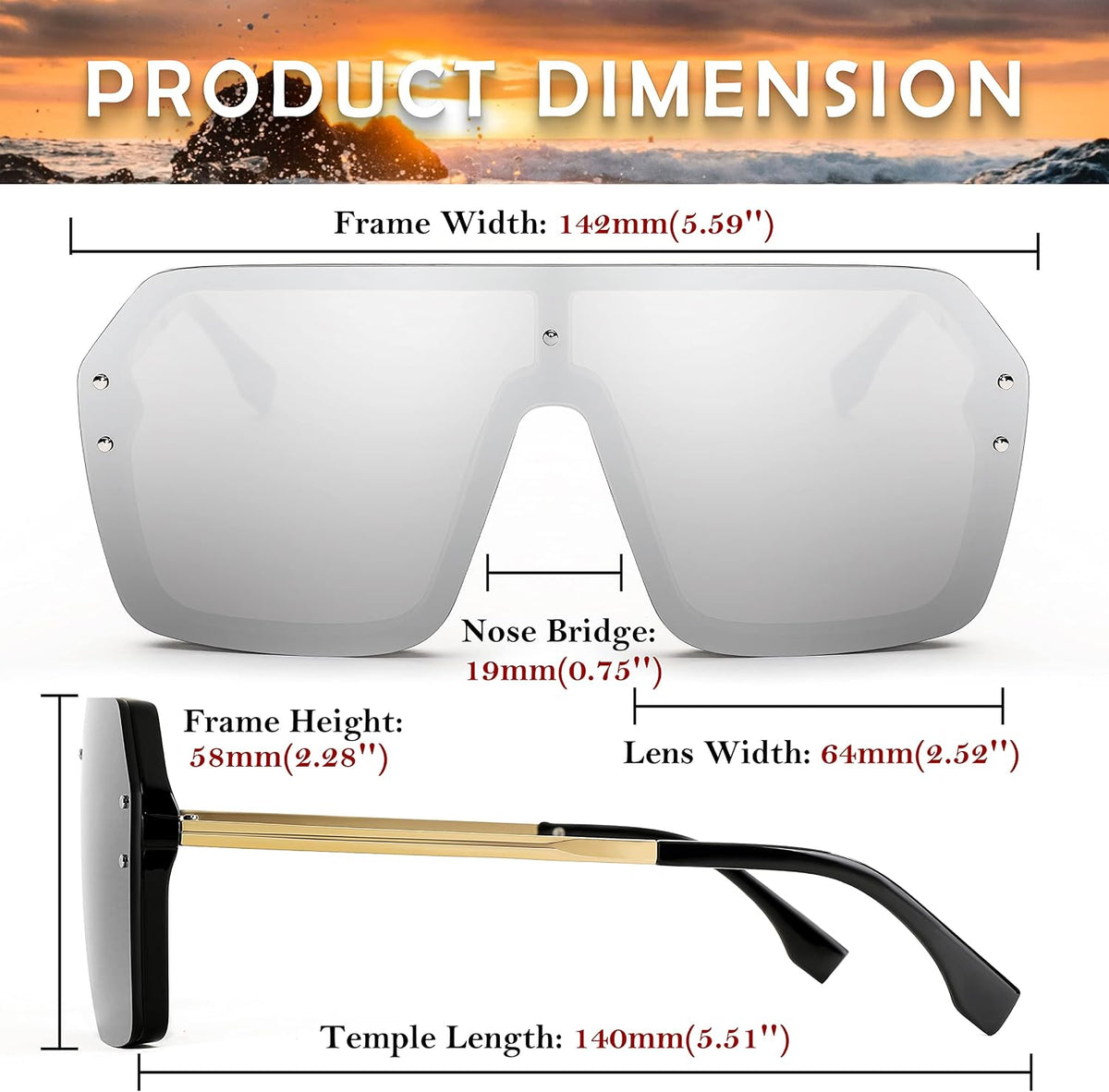 ÉÌƷͼƬ 50 | B0854JYPB2 | FEISEDY Classic Siamese One Piece Sunglasses Nice Rimless Stylish Retro Design for Women Men B2574