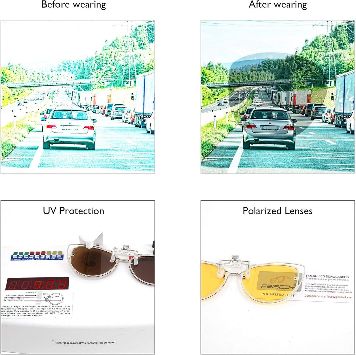 ÉÌƷͼƬ 8 | B08JBZ13MB | FEISEDY Polarized Cat Eye Flip Up Clips On Sunglasses Women Men B2670