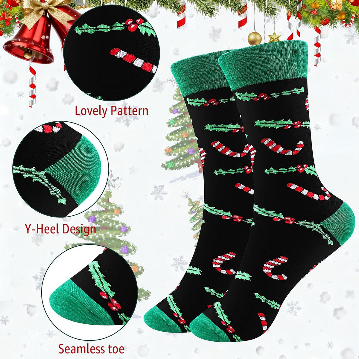 商品图片 4 | B0FPLDHHHC | Funny Socks for Women Men Christmas Socks Fuzzy Cozy Novelty Dress Socks Festive Crew Socks Size 7.5-12