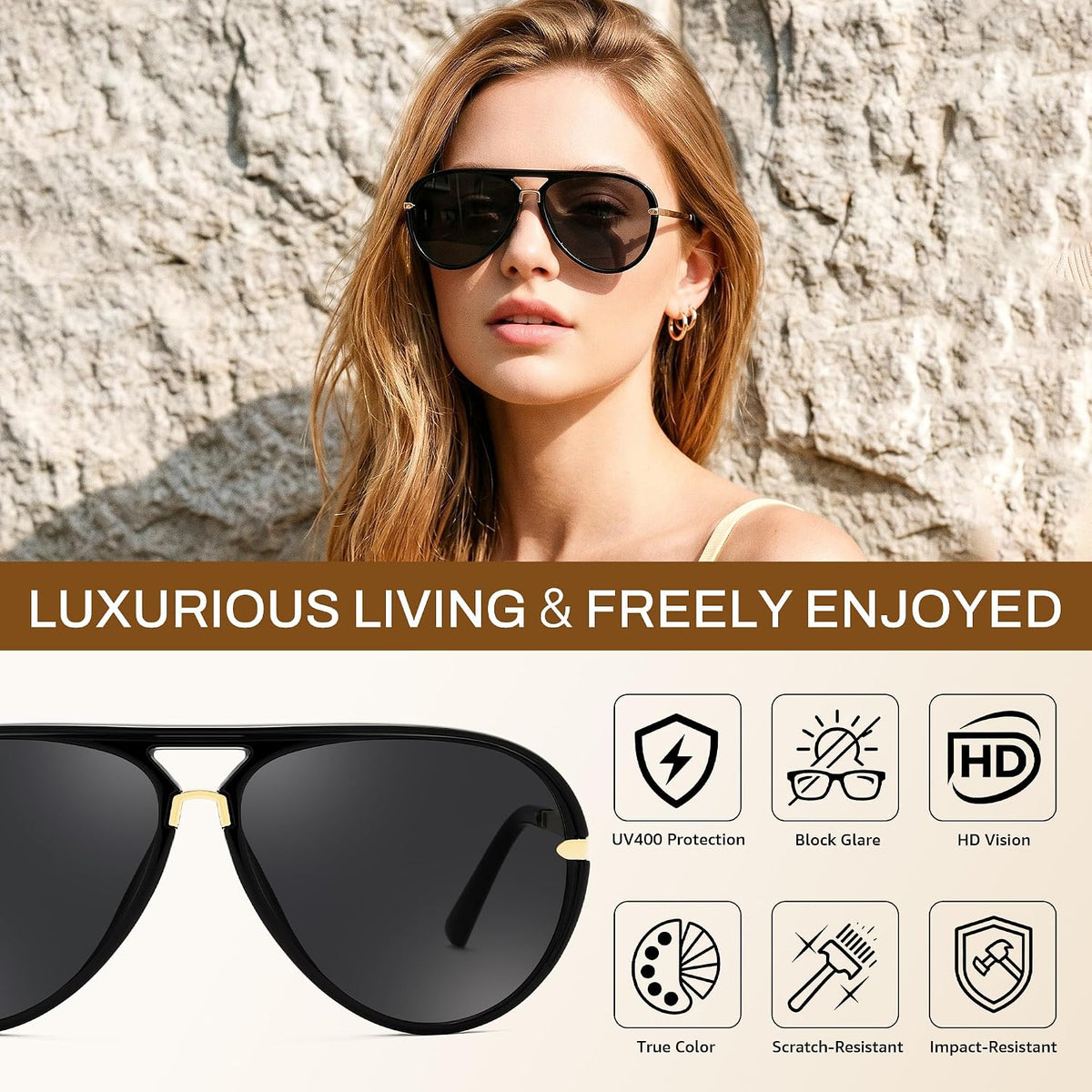 ÉÌƷͼƬ 10 | B0GYVVZBQM | FEISEDY Classic Aviator Sunglasses UV400 Protection for Women Men B0461