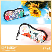 ÉÌƷͼƬ 15 | B0GFYDDD2Y | FEISEDY 2Pack Sunglasses Soft Case Ultra Light Neoprene Zipper Portable Eyeglass Pouch with Belt Clip B0385