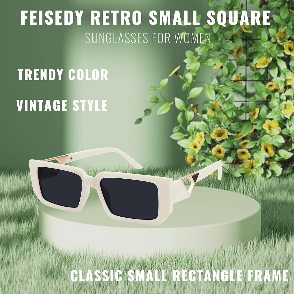 ÉÌƷͼƬ 3 | B0BP7NZR55 | FEISEDY Small Fashion Square Sunglasses for Women Men 90s Vintage Rectangle Sunglasses B2972