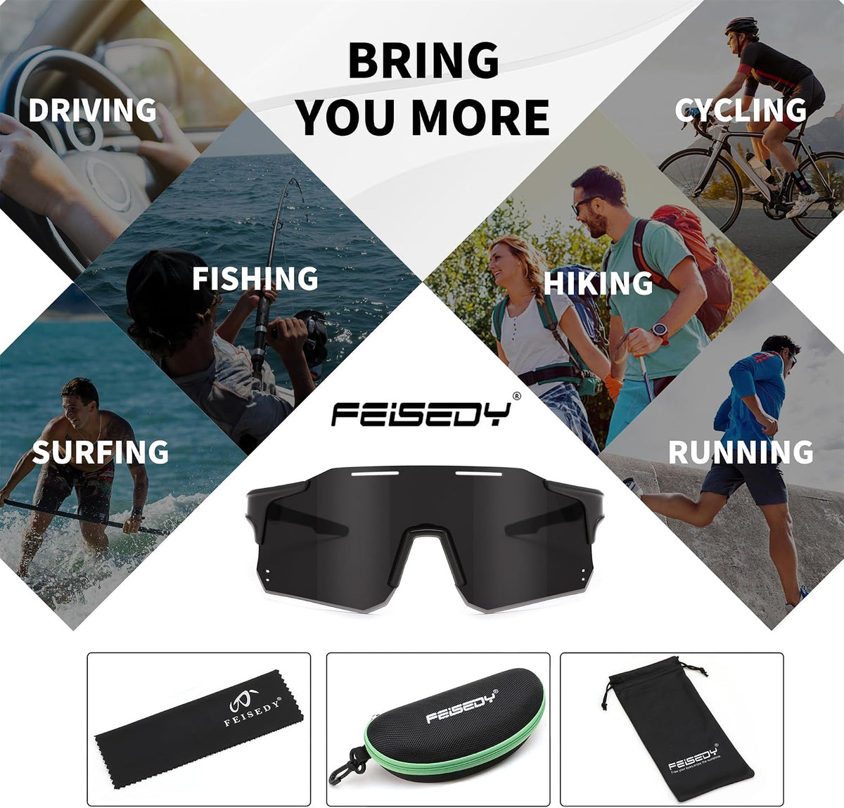 ÉÌƷͼƬ 35 | B0DB5PJ1BJ | FEISEDY Cycling Glasses Sports Sunglasses for Men Women, Youth Kids Baseball Softball Running Sunglasses B0223