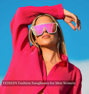 ÉÌƷͼƬ 42 | B0B2836HD6 | FEISEDY Sunglasses for Women Men, Fashion Mirrored Single Lens Shades