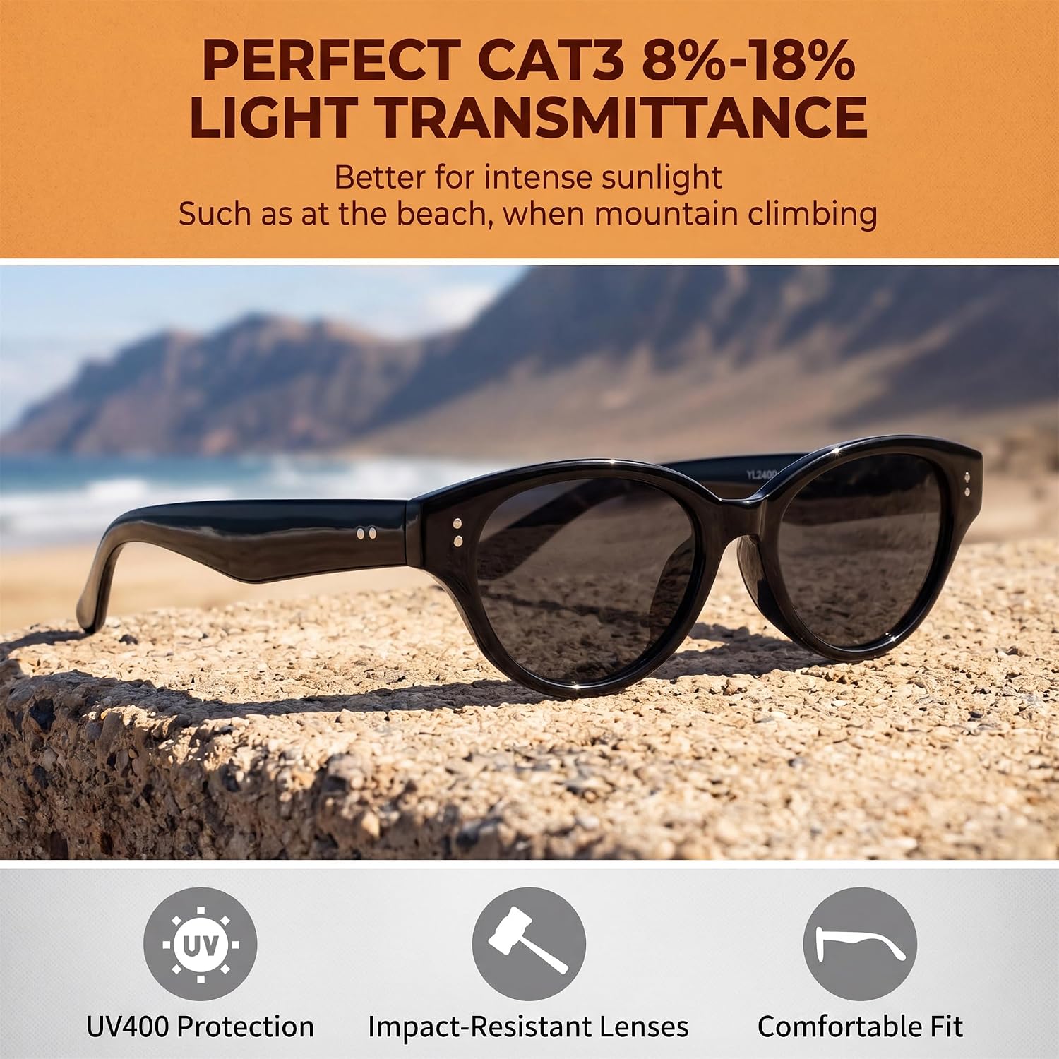 商品图片 4 | B0GVNVB7XS | FEISEDY Retro Oval Cat Eye Sunglasses for Women UV400 Protection B0419