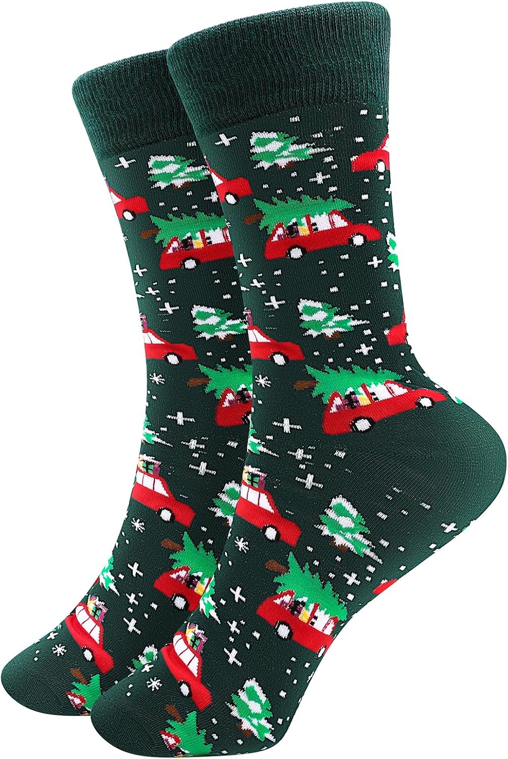 Green | B0FPLF8WGZ | Funny Socks for Women Men Christmas Socks Fuzzy Cozy Novelty Dress Socks Festive Crew Socks Size 7.5-12