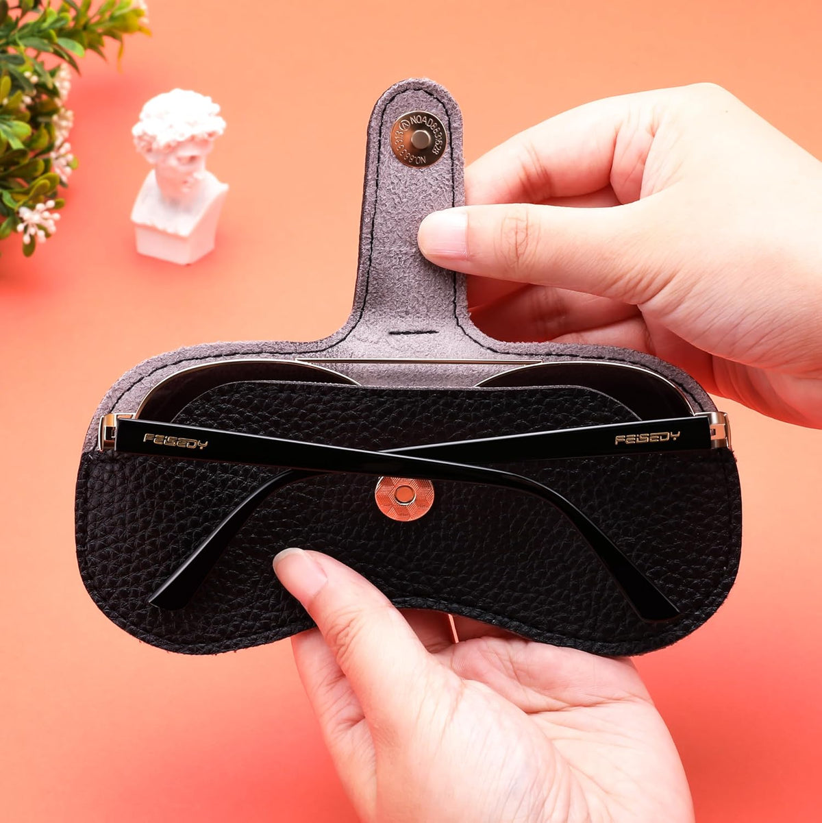 商品图片 8 | B0FGXSC9RB | FEISEDY Soft Leather Sunglass Case-Slim Portable Glasses Holder for Women