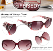 ÉÌƷͼƬ 43 | B0FZSZXXXY | FEISEDY Women's Polarized Sunglasses Wrap Around Rhinestone Design Fashion Sunnies UV400 Protection B1091