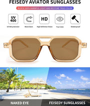 ÉÌƷͼƬ 119 | B09YTJ4FQZ | FEISEDY Vintage Square 70s Flat Aviator Sunglasses Women Men Classic Retro Stylish Frame UV400 Sunglasses B2622