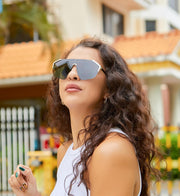 ÉÌƷͼƬ 2 | B0D6G3P982 | FEISEDY Fashion Flat One Piece Oversized Sunglasses Rimless Irregular Stylish Retro Design Shade Women Men B0153