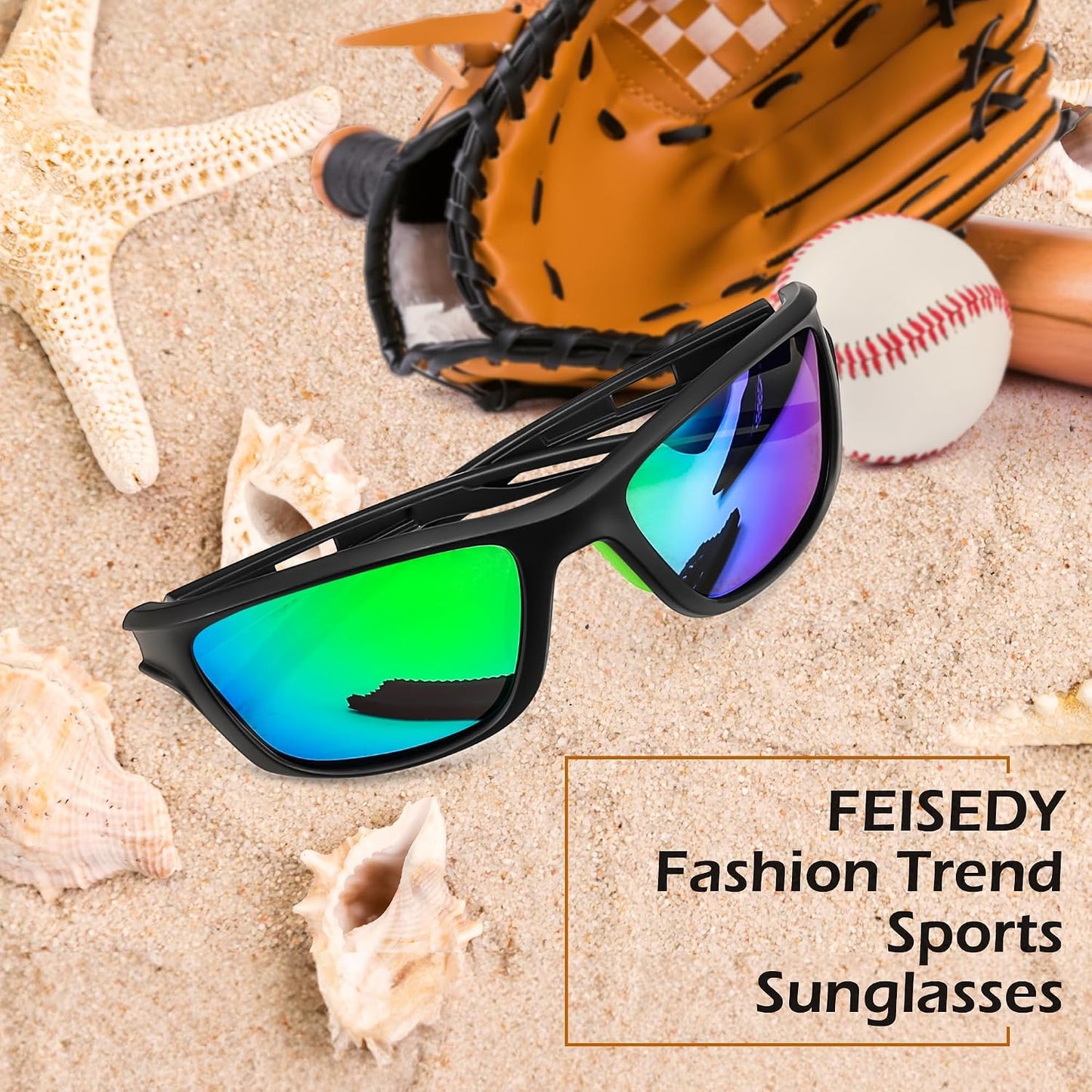 商品图片 19 | B0CTXW1SQG | FEISEDY Sports Polarized Sunglasses For Men Women Cycling Driving Fishing Running UV400 Protection B0125