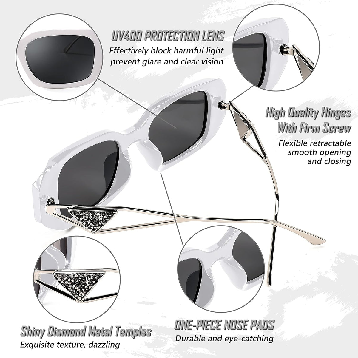 商品图片 5 | B0BV5YP1F2 | FEISEDY Retro Rectangle Sunglasses for Women Trendy Small Square Sunglasses 90s Vintage Shades B2968