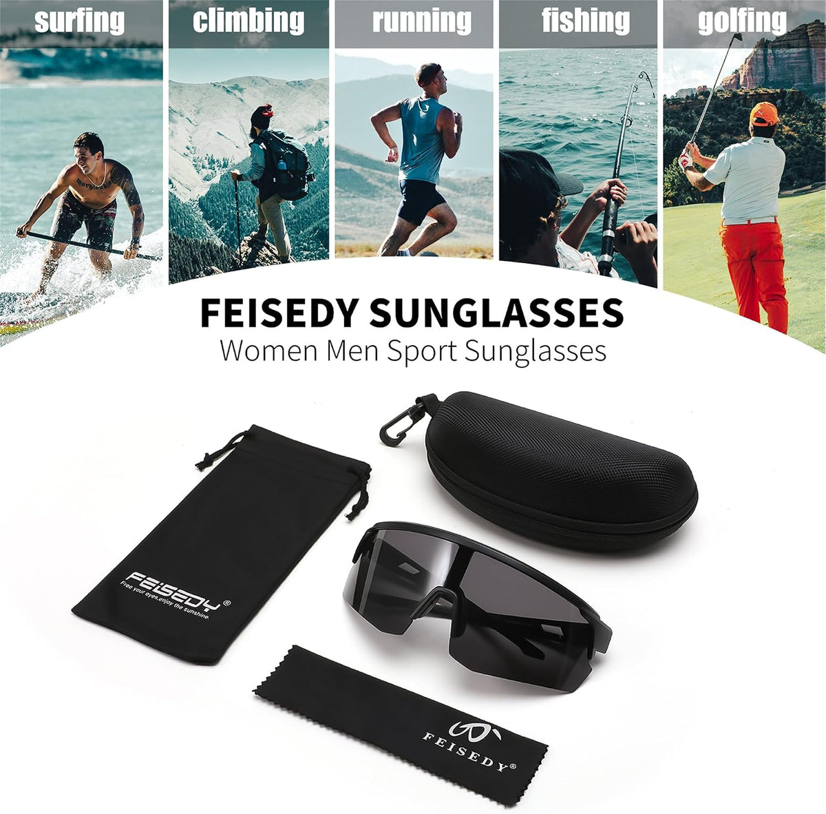 ÉÌƷͼƬ 36 | B0CSDCDBR7 | FEISEDY Cycling Sunglasses for Men Women, Sports Glasses for Youth Running Baseball Shades UV400 Protection B0108