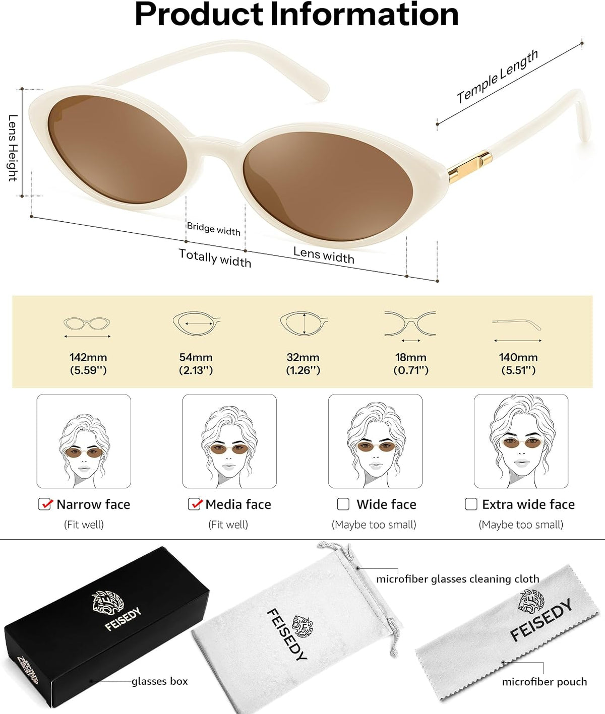 ÉÌƷͼƬ 6 | B0H2VP4ZBG | FEISEDY Oval Cat Eye Sunglasses for Women, 90s Narrow Y2K Shades B0435