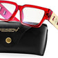 Transparent Red / 56 Millimeters | B0GR4BDK9C | FEISEDY Retro Trendy Rectangle Blue Light Glasses for Women Men B0365