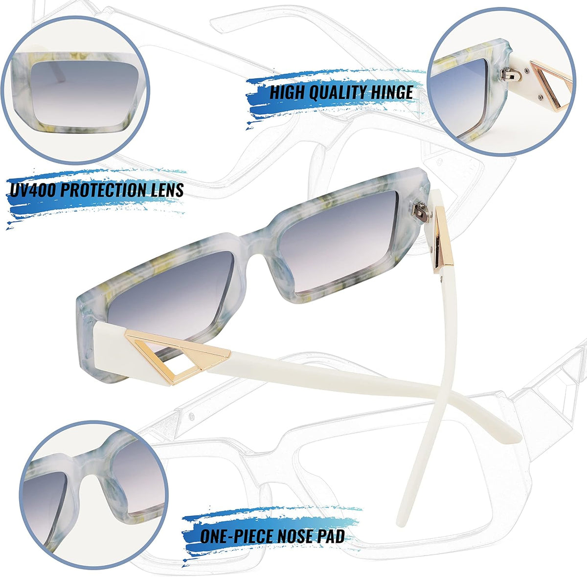 ÉÌƷͼƬ 19 | B0BP7NZR55 | FEISEDY Small Fashion Square Sunglasses for Women Men 90s Vintage Rectangle Sunglasses B2972