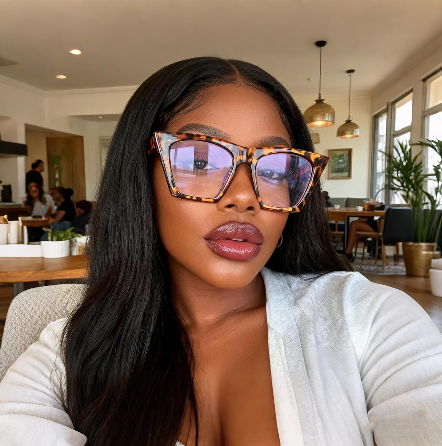 商品图片 12 | B08VNQPH3Y | FEISEDY Square Cat Eye Reading Glasses Blue Light Blocking Women Fashion Cateye Reader Anti Glare Digital Eyestrain B2604