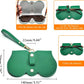 商品图片 34 | B0CFPPR4K1 | FEISEDY 2Pack Soft Leather Sunglass Bag, Portable Holder Eyeglasses Case | Lightweight Portable Design, With Button Clip Wrist Strap for Travel Daily Use B0049