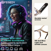 ÉÌƷͼƬ 23 | B0GV3QRRGW | FEISEDY Oval Cat Eye Blue Light Blocking Glasses for Women Clear Lens B0395