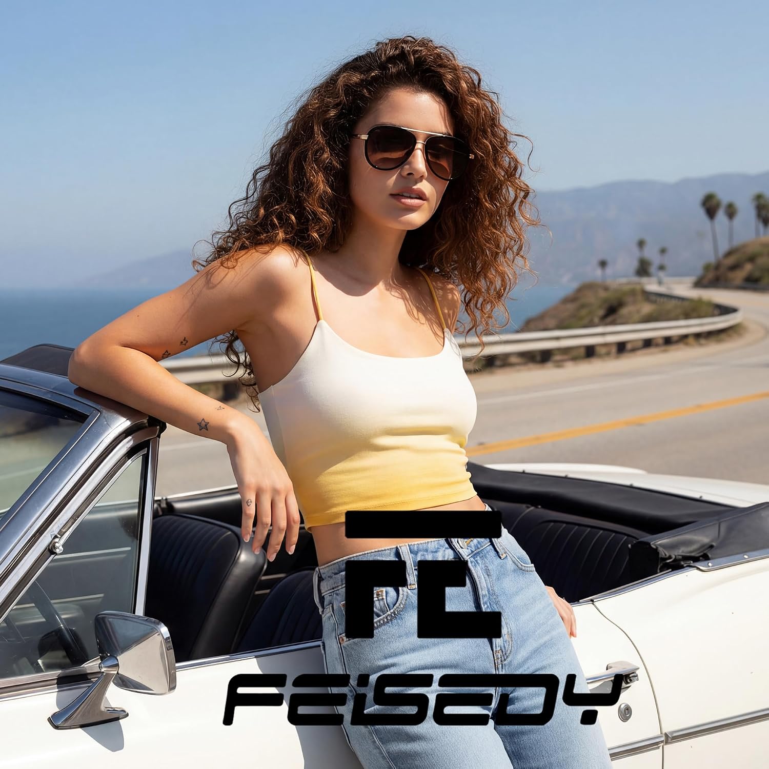 商品图片 15 | B0FPQ6L6K1 | FEISEDY Retro Polarized Aviator Sunglasses for Women Men B0259