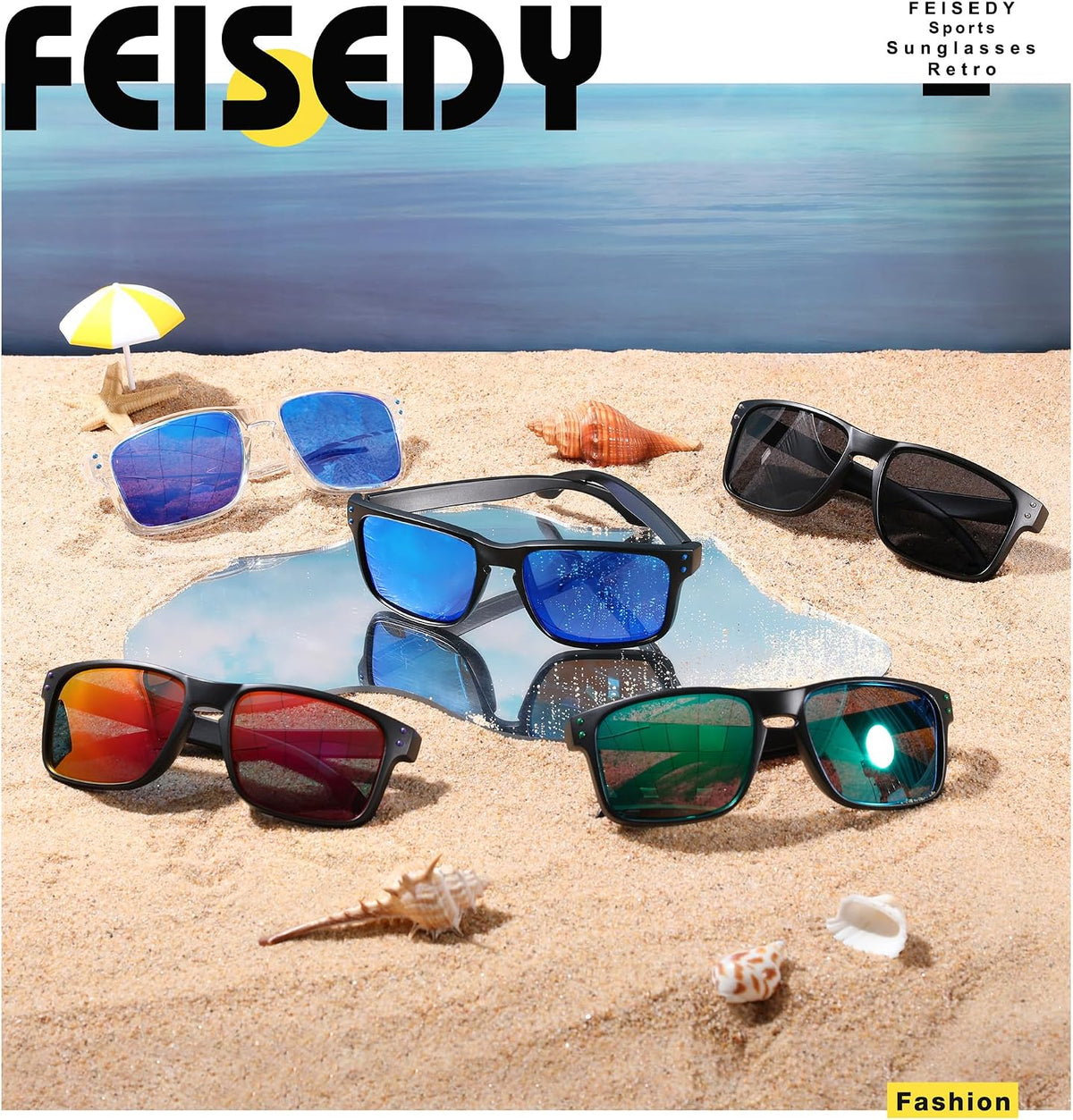 ÉÌƷͼƬ 7 | B0CS6MV9B1 | FEISEDY Men Sunglasses Polarized,Square Vintage Cycling Running Fishing Golf Hiking Sports Sun Glasses B0080