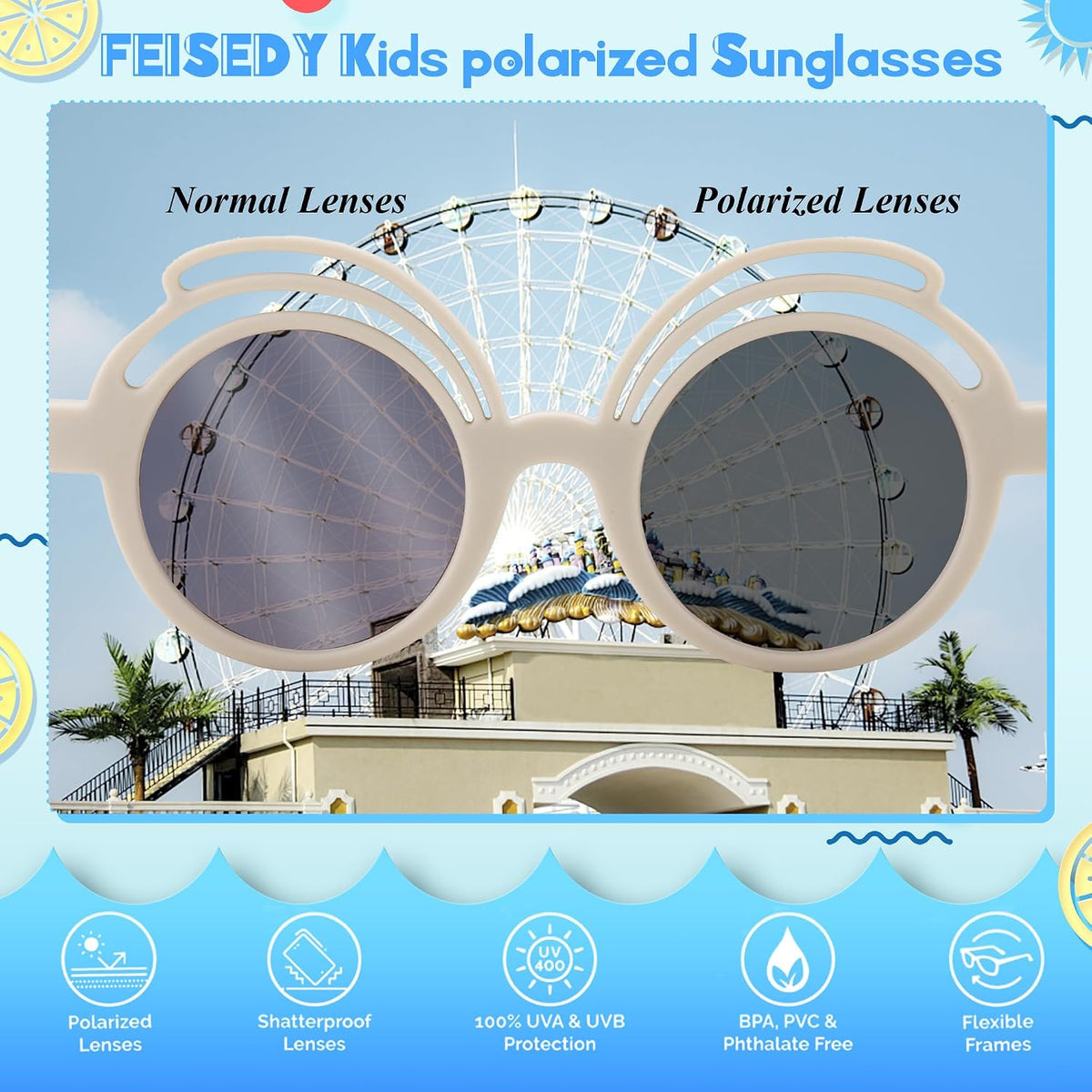ÉÌƷͼƬ 22 | B0CQBTQZFP | FEISEDY Baby Polarized Round Sunglasses Flexible Rubber Shades with Strap for Infant Toddler Newborn Age 0-24 Months B0060