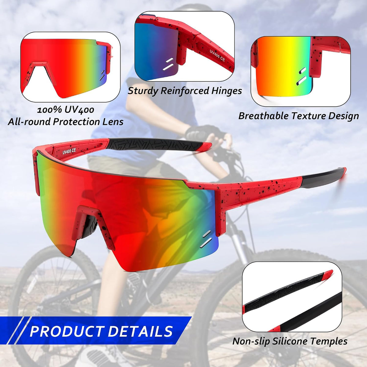 ÉÌƷͼƬ 85 | B0CCJ9N8C5 | FEISEDY Kids Sports Sunglasses UV400 for Youth, Ages 8-16 B0048
