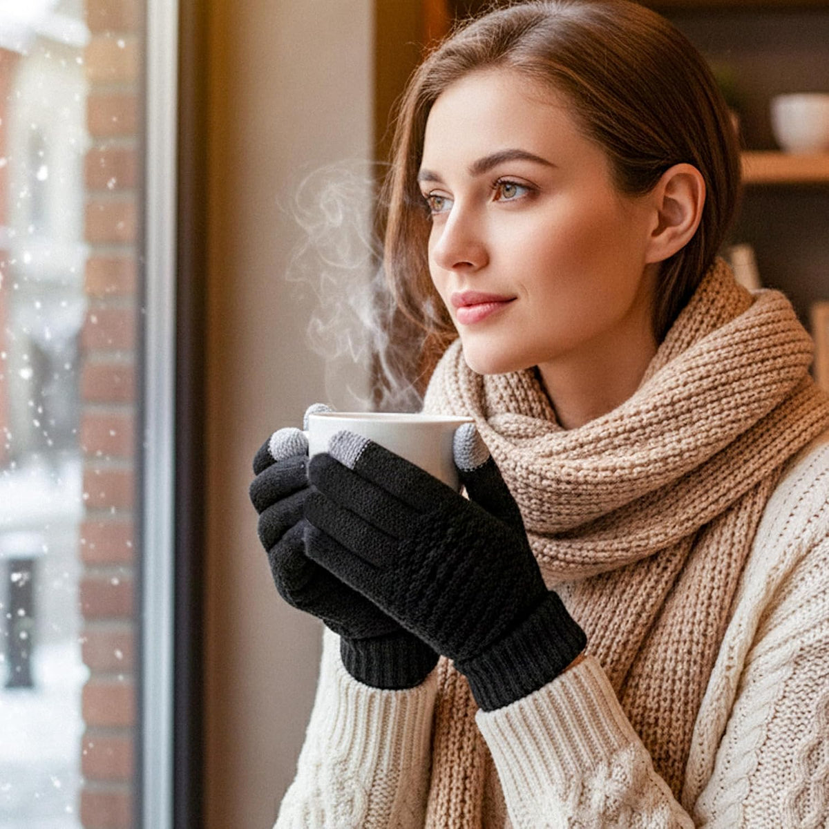 商品图片 3 | B0FQTZCSVS | Winter Gloves for Women Men - Knit Touchscreen Gloves, Fleece-Lined Thermal Gloves Fashionable Warm