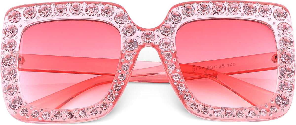 ÉÌƷͼƬ 3 | B077GMJCV8 | FEISEDY Women Sparkling Crystal Sunglasses Oversized Square Thick Frame B2283