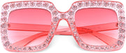 ÉÌƷͼƬ 3 | B077GMJCV8 | FEISEDY Women Sparkling Crystal Sunglasses Oversized Square Thick Frame B2283