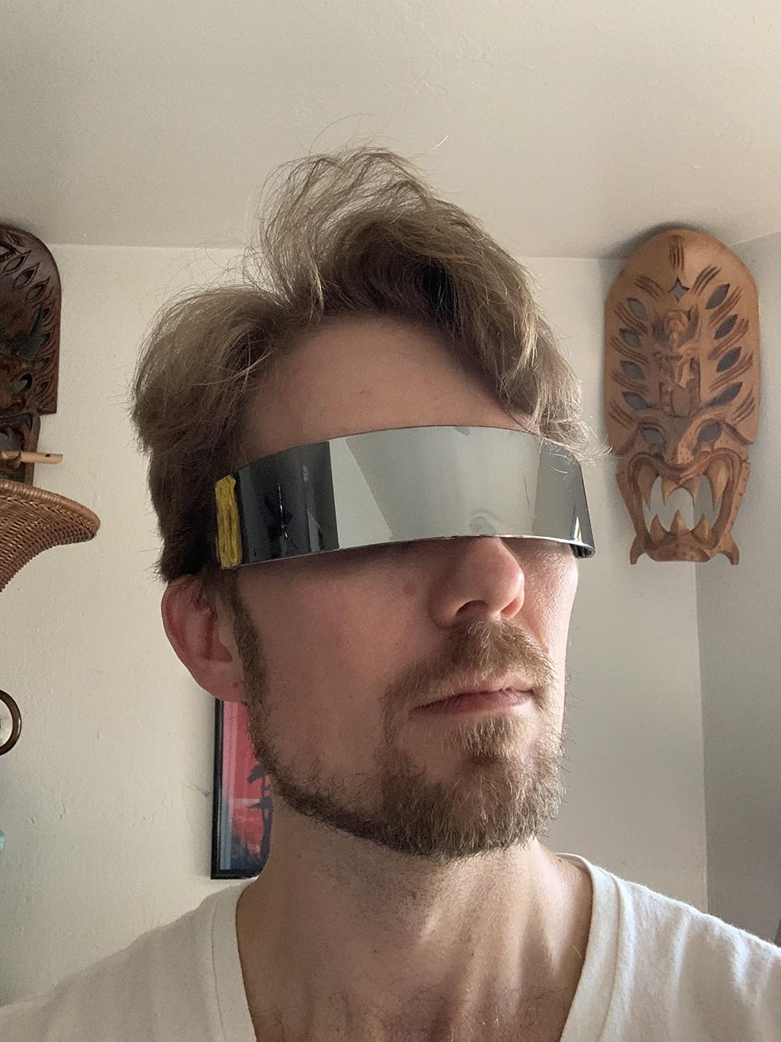 商品图片 28 | B08THY8CBQ | FEISEDY 80s Futuristic Cyclops Cyber Visor Sunglasses Men Women Punk Style Cosplay B2740