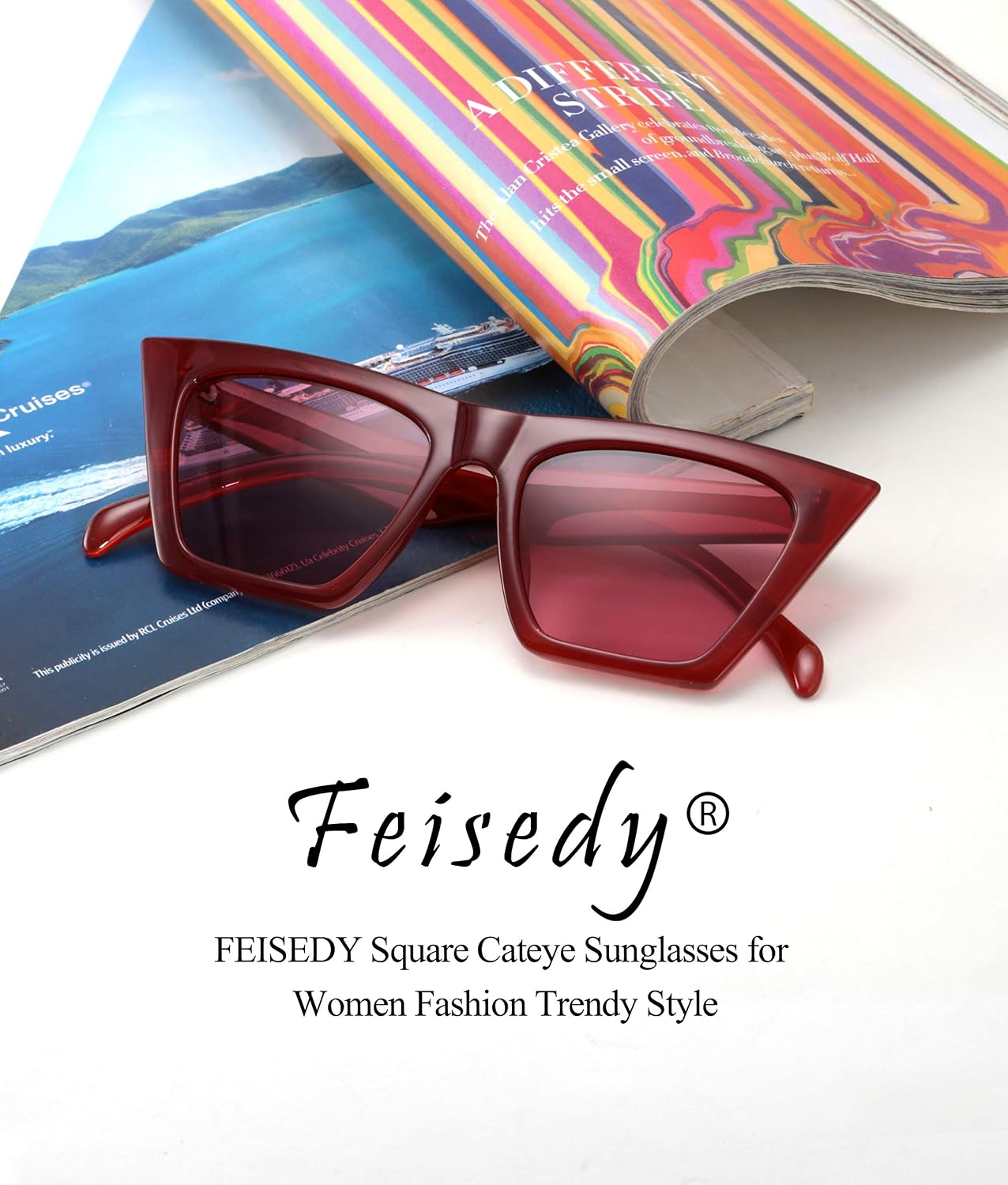 商品图片 87 | B0C5378735 | FEISEDY Vintage Square Cat Eye Sunglasses Women Trendy Cateye Sunglasses B2473