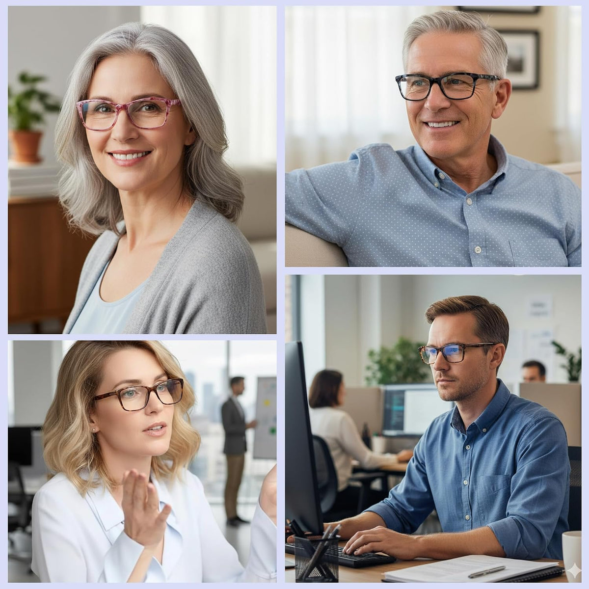 ÉÌƷͼƬ 7 | B0FZTKZ12C | FEISEDY 3 Pack Blue Light Reading Glasses Women Men Rectangular B0368