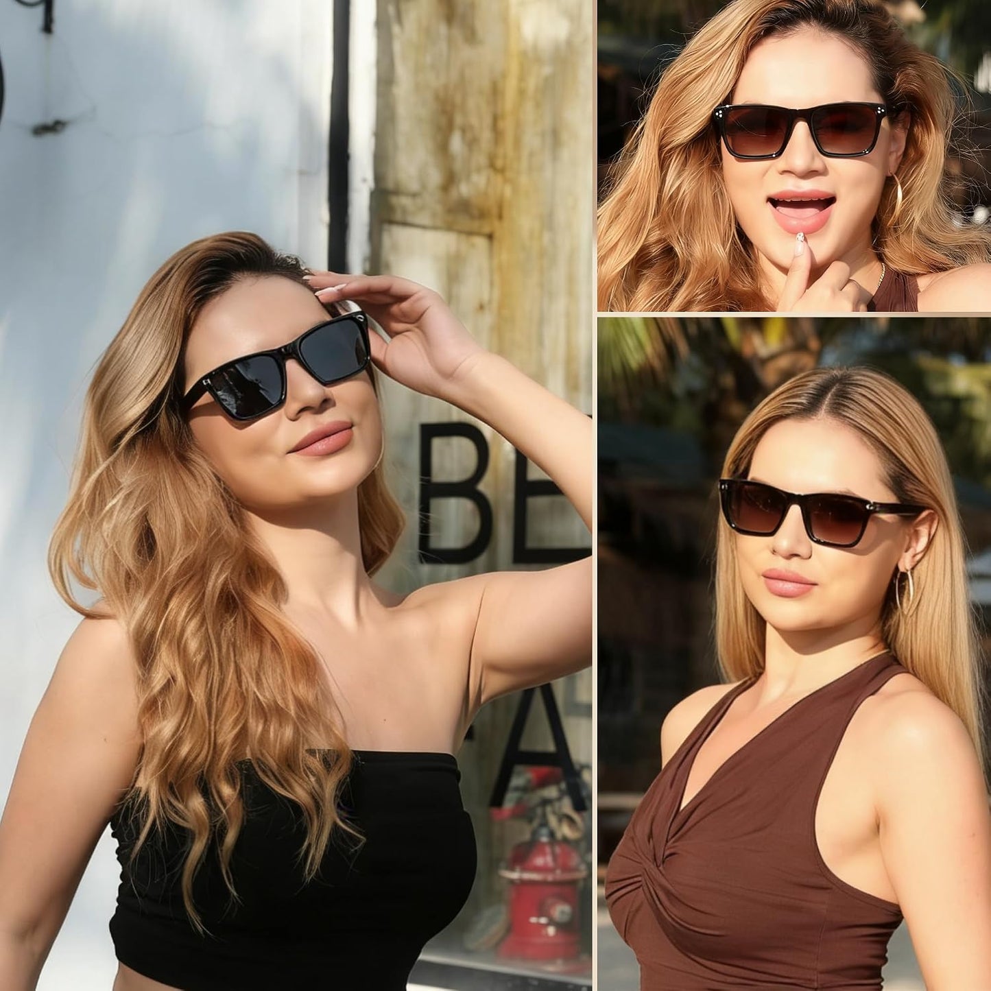 商品图片 8 | B0FHD6DJB5 | FEISEDY Trendy Square Polarized Sunglasses For Men Women Thick Frame B0294