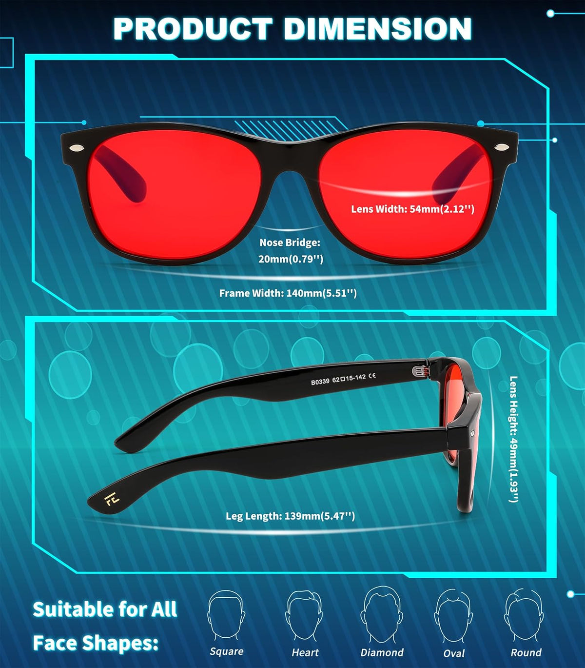 ÉÌƷͼƬ 23 | B0GK2PTMMH | FEISEDY Orange/Red Classic Blue Light Blocking Glasses for Women Men B0339