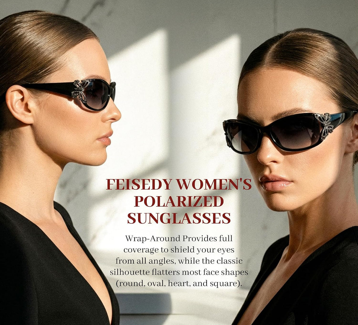 ÉÌƷͼƬ 10 | B0CNRQ7WVZ | FEISEDY Y2K Women Polarized Sunglasses Butterfly Wrap Around UV400 Shades