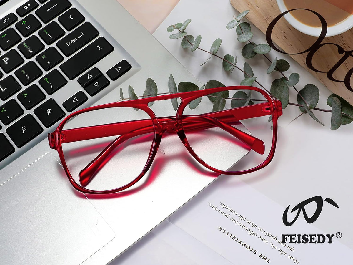 ÉÌƷͼƬ 13 | B09WZY6VWN | FEISEDY 70s Aviator Glasses Frame Blue Light Blocking Glasses Oversized Square Computer Glasses Women Men B2888