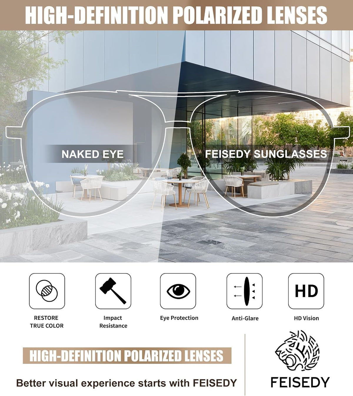 商品图片 6 | B0GD5FWDBC | FEISEDY Retro Trendy Rectangle Polarized Sunglasses for Women Men,Classic Narrow Square Sun Glasses B0314