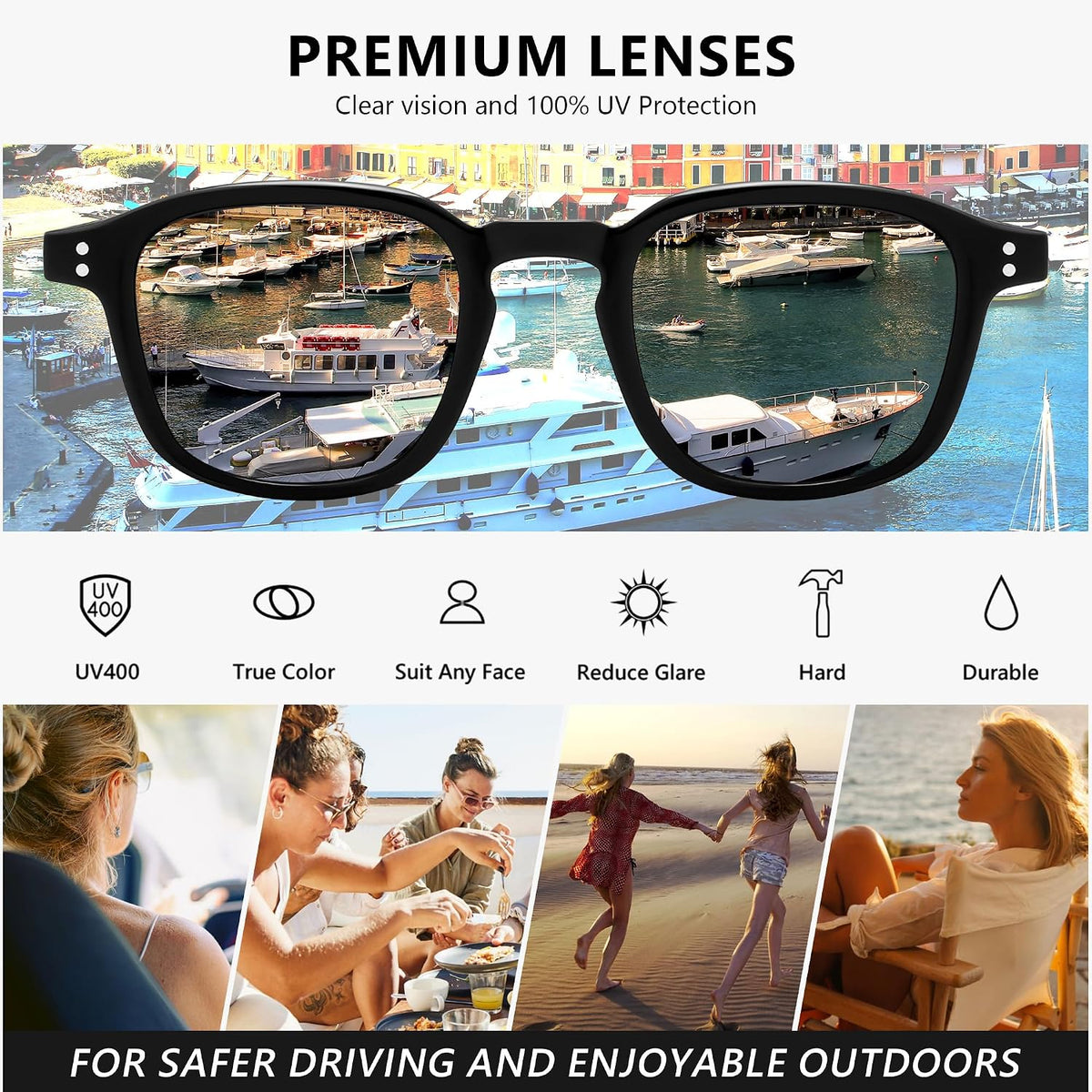 ÉÌƷͼƬ 4 | B0FHKKRN89 | FEISEDY Retro Square Sunglasses Women Men Vintage Trendy Shades UV400 Protection B0306