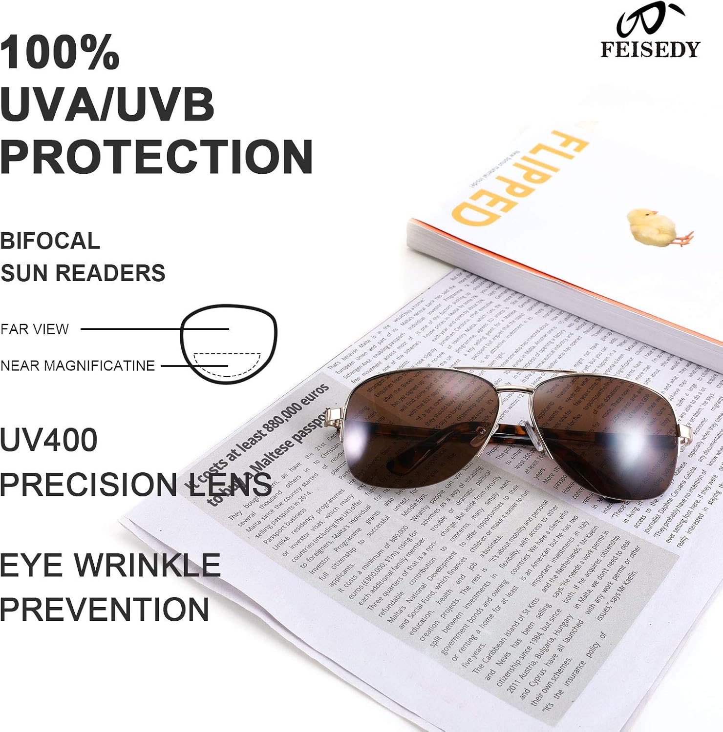 商品图片 11 | B08PDCKNN4 | FEISEDY Reader Sunglasses for Men Women Bifocal for Reading Under Sun Glasses B2718