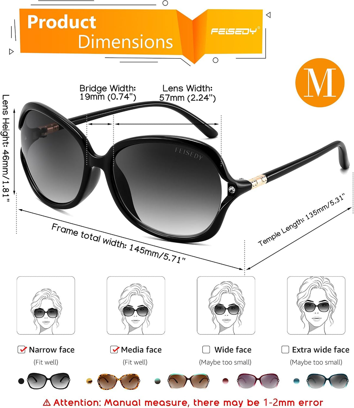 ÉÌƷͼƬ 27 | B0H8N71P98 | FEISEDY Fashion Polarized Sunglasses for Women Butterfly UV400 B0424