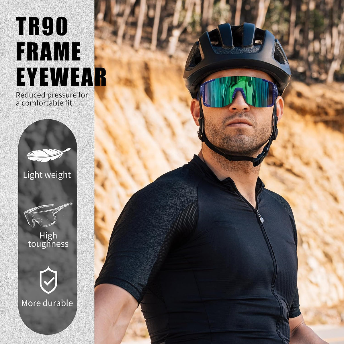 ÉÌƷͼƬ 26 | B0DK3GLVV6 | FEISEDY Cycling Glasses Sports Sunglasses for Men Women, Lightweight TR90 Frame UV400 MTB Running Fishing Baseball B0224