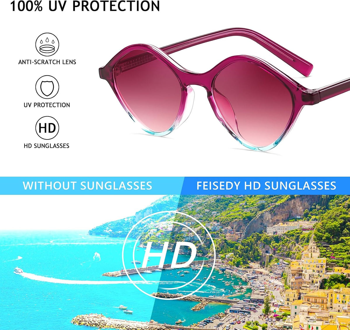 ÉÌƷͼƬ 6 | B0DJ6Y4Z5K | FEISEDY Sunglasses Womens Trendy Rectangle Retro Y2K Classic Sun Glasses Fashion Square UV400 Protection B0235