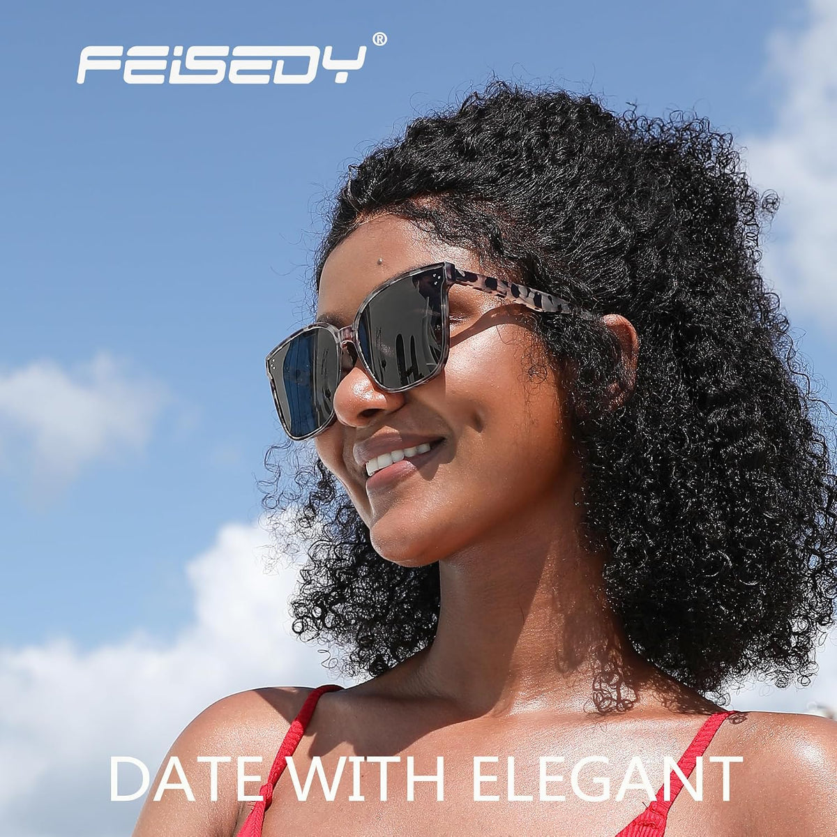 ÉÌƷͼƬ 72 | B0871BKMTN | FEISEDY Oversized Polarized Sunglasses - UV400 Protection, Square Fashion Sun Glasses for Outdoor & Daily B2600