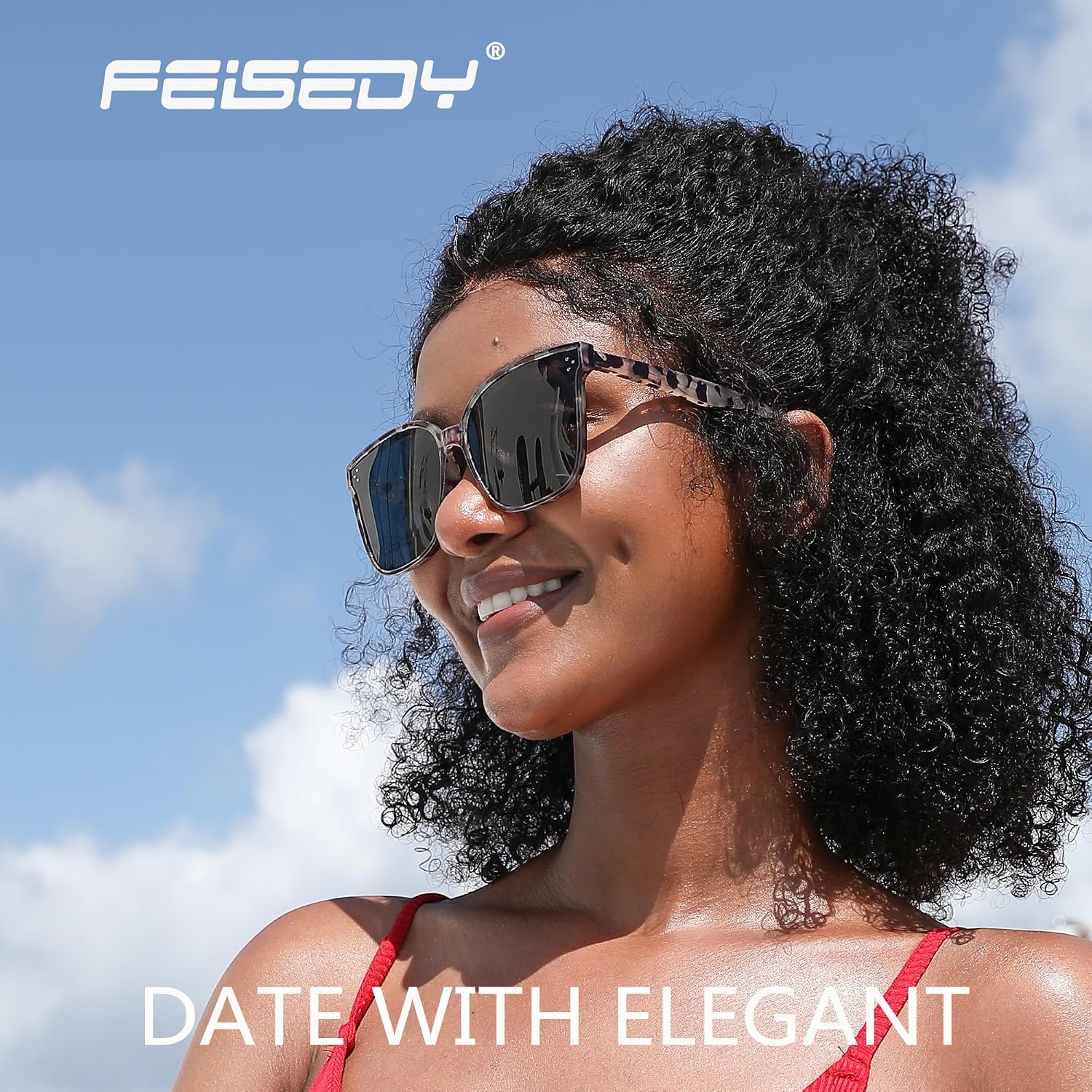 商品图片 72 | B0871BKMTN | FEISEDY Oversized Polarized Sunglasses - UV400 Protection, Square Fashion Sun Glasses for Outdoor & Daily B2600